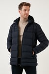 Su İtici Slim Fit Soğuğa ve Rüzgara Dayanıklı Kapüşonlu Şişme Erkek Mont 649005 LACİVERT