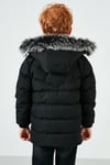Suni Kürklü Peluş Astarlı Çıkarılabilir Kapüşonlu Erkek Çocuk Mont 5763028 SİYAH