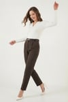 Tapered Fit Yüksek Bel Daralan Paça Kemerli Havuç Kadın Pantolon 6923854 KAHVE