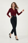 Tapered Fit Yüksek Bel Daralan Paça Kemerli Havuç Kadın Pantolon 6923854 SİYAH