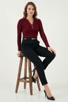 Tapered Fit Yüksek Bel Daralan Paça Kemerli Havuç Kadın Pantolon 6923854 SİYAH