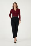 Tapered Fit Yüksek Bel Daralan Paça Kemerli Havuç Kadın Pantolon 6923854 SİYAH