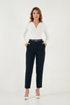 Tapered Fit Yüksek Bel Daralan Paça Kemerli Havuç Kadın Pantolon 6923854 LACİVERT