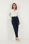 Tapered Fit Yüksek Bel Daralan Paça Kemerli Havuç Kadın Pantolon 6923854 LACİVERT