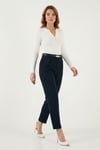 Tapered Fit Yüksek Bel Daralan Paça Kemerli Havuç Kadın Pantolon 6923854 LACİVERT