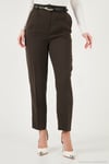 Tapered Fit Yüksek Bel Daralan Paça Kemerli Havuç Kadın Pantolon 6923854 KAHVE