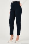Tapered Fit Yüksek Bel Daralan Paça Kemerli Havuç Kadın Pantolon 6923854 LACİVERT