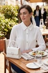 Taşlı Regular Fit Gömlek Yaka Fermuarlı Kadın Bluz 611BZ0493 EKRU