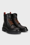 Thar Logolu Bağcıklı ve Fermuarlı Erkek Bot 021M100552 CTN Black Baskılı Deri