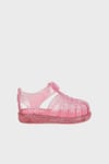 Tobby Gloss Glıtter Kaymayı Önleyen Flex Foam Cırtlı Şeffaf Kız Çocuk Sandalet S10308 FUŞYA
