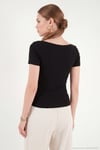 Toka Detaylı Fitted Fit Kayık Yaka Kadın Bluz 5862707 SİYAH