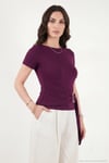 Toka Detaylı Fitted Fit Kayık Yaka Kadın Bluz 5862707 MÜRDÜM