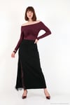 Triko Dantelli Yırtmaç Detaylı Maxi Boy Kadın Etek 680ET00117 SİYAH
