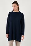 Triko Modest Bisiklet Yaka Kadın Kazak 4616152 LACİVERT