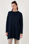 Triko Modest Bisiklet Yaka Kadın Kazak 4616152 LACİVERT