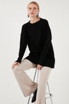 Triko Modest Bisiklet Yaka Kadın Kazak 4616152 SİYAH