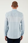 U.S. Polo Çizgili % 100 Pamuk Regular Fit Düğmeli Yaka Erkek Gömlek G081SZ0042105376 AÇIK MAVİ