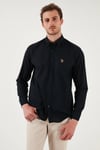 U.S. Polo % 100 Pamuk Regular Fit Düğmeli Yaka Logolu Erkek Gömlek G081GL0042084002 SİYAH