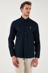 U.S. Polo % 100 Pamuk Slim Fit Düğmeli Yaka Logolu Erkek Gömlek G081SZ0042083079 LACİVERT