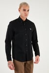 U.S. Polo Pamuklu Slim Fit Logolu Uzun Kollu Erkek Gömlek G081SZ0042225619 SİYAH