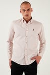 U.S. Polo % 100 Pamuk Slim Fit Düğmeli Yaka Logolu Erkek Gömlek G081SZ0042082904 PUDRA