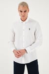 U.S. Polo Pamuklu Slim Fit Logolu Uzun Kollu Erkek Gömlek G081SZ0042225619 BEYAZ