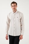 U.S. Polo % 100 Pamuk Slim Fit Düğmeli Yaka Logolu Erkek Gömlek G081SZ0042083079 TAŞ