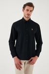 U.S. Polo % 100 Pamuk Regular Fit Düğmeli Yaka Logolu Erkek Gömlek G081GL0042084002 SİYAH