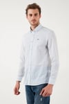 U.S. Polo Desenli Pamuklu Slim Fit Düğmeli Yaka Erkek Gömlek G081SZ0042108466 MAVİ