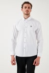 U.S. Polo % 100 Pamuk Slim Fit Düğmeli Yaka Logolu Erkek Gömlek G081SZ0042082904 BEYAZ