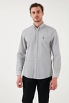 U.S. Polo Çizgili Pamuklu Slim Fit Düğmeli Yaka Erkek Gömlek G081SZ0042103065 KOYU HAKİ