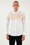 U.S. Polo Desenli % 100 Pamuk Slim Fit Düğmeli Yaka Erkek Gömlek G081SZ0042105832 Camel