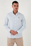 U.S. Polo Düğmeli Yaka % 100 Pamuk Slim Fit Erkek Gömlek G081SZ0041829841 AÇIK MAVİ