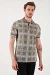 U.S. Polo Kareli % 100 Pamuk Regular Fit Düğmeli Erkek Polo Yaka T Shirt G081SZ0112103243 Vizon