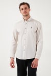 U.S. Polo % 100 Pamuk Slim Fit Düğmeli Yaka Logolu Erkek Gömlek G081SZ0042082904 TAŞ