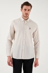 U.S. Polo % 100 Pamuk Regular Fit Düğmeli Yaka Logolu Erkek Gömlek G081GL0042084002 TAŞ