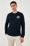 U.S. Polo Pamuklu Regular Fit Logolu Bisiklet Yaka Erkek Sweat G081GL0822237377 LACİVERT