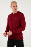 U.S. Polo Pamuklu Slim Fit Logolu Bisiklet Yaka Erkek Kazak G081SZ0TK2226959 BORDO