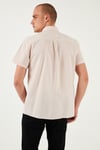 U.S. Polo % 100 Pamuk Regular Fit Düğmeli Yaka Logolu Erkek Gömlek G081GL0042083854 PUDRA