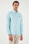 U.S. Polo % 100 Pamuk Slim Fit Düğmeli Yaka Logolu Erkek Gömlek G081SZ0042082904 AQUA