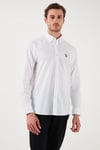 U.S. Polo % 100 Pamuk Regular Fit Düğmeli Yaka Logolu Erkek Gömlek G081GL0042084002 BEYAZ