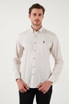 U.S. Polo % 100 Pamuk Slim Fit Düğmeli Yaka Logolu Erkek Gömlek G081SZ0042082904 TAŞ
