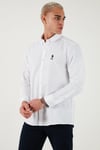 U.S. Polo Pamuklu Slim Fit Logolu Uzun Kollu Erkek Gömlek G081GL0042225434 BEYAZ