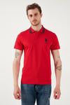 U.S. Polo Pamuklu Slim Fit Düğmeli Erkek Polo Yaka T Shirt G081GL0112084093 KIRMIZI