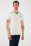 U.S. Polo Logolu Slim Fit Polo Yaka Kısa Kollu Erkek Kazak G081SZ0TK2100068 KREM