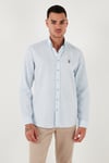 U.S. Polo Düğmeli Yaka % 100 Pamuk Slim Fit Erkek Gömlek G081SZ0041829841 AÇIK MAVİ