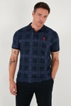 U.S. Polo Kareli % 100 Pamuk Regular Fit Düğmeli Erkek Polo Yaka T Shirt G081SZ0112103243 LACİVERT