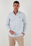 U.S. Polo Düğmeli Yaka % 100 Pamuk Slim Fit Erkek Gömlek G081SZ0041829841 AÇIK MAVİ