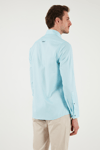 U.S. Polo % 100 Pamuk Slim Fit Düğmeli Yaka Logolu Erkek Gömlek G081SZ0042082904 AQUA