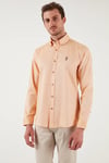 U.S. Polo % 100 Pamuk Slim Fit Düğmeli Yaka Logolu Erkek Gömlek G081SZ0042082904 HARDAL